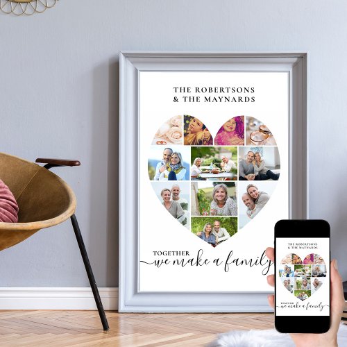 Together Personalized Love Heart 11 Photo Collage Poster