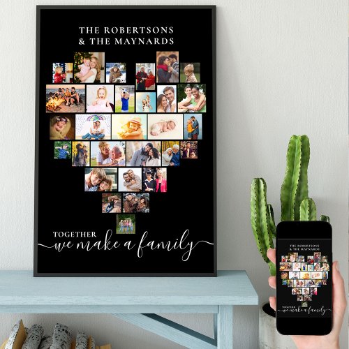 Together Personalized Love Heart 29 Photo Collage Poster