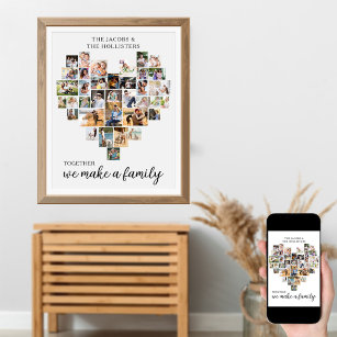 Together Personalized Love Heart 36 Photo Collage Poster