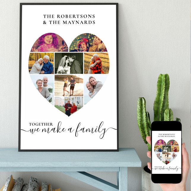 Together Personalized Love Heart 9 Photo Collage Poster (Creator Uploaded)