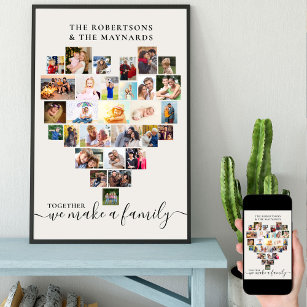 Together Personalized Love Heart Photo Collage Poster