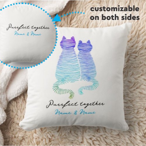 Together Quote With Modern Blue Gradient Cats Throw Pillow
