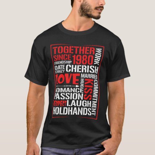 Together Since 1980 Husband Wife Matching Couple T_Shirt