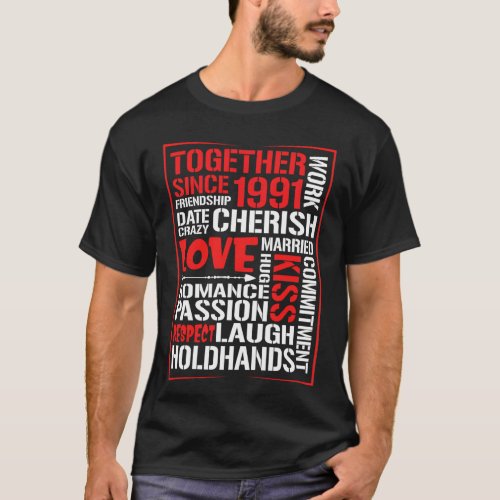 Together Since 1991 Husband Wife Matching Couple T_Shirt