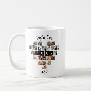 Together Since Year 22 Heart Photo Collage Couple Coffee Mug