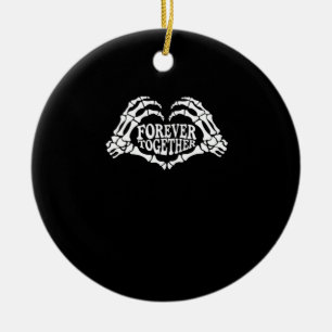 Together Skeleton Hands Form Heart Classic Style Ceramic Ornament