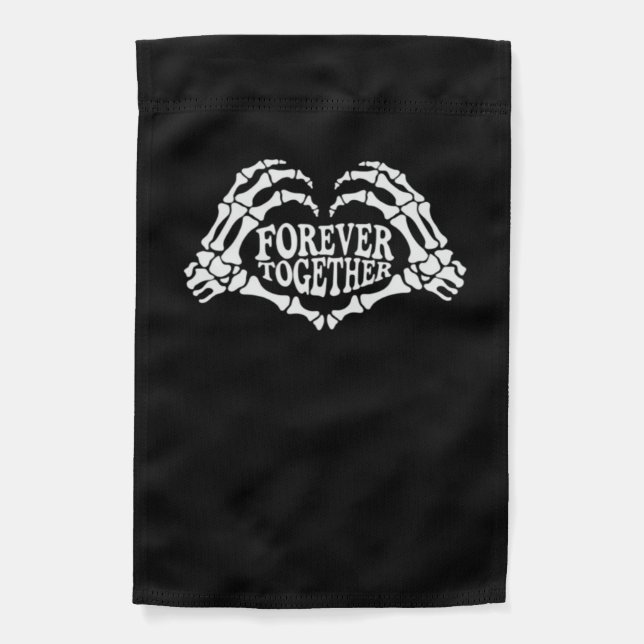 Together Skeleton Hands Form Heart Classic Style Garden Flag (Front)