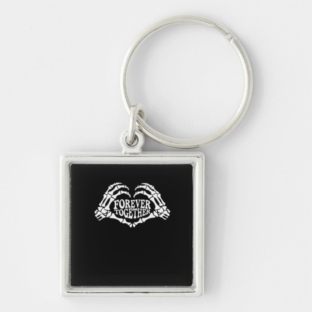 Together Skeleton Hands Form Heart Classic Style Keychain (Front)