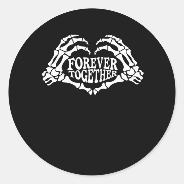 Together Skeleton Hands Form Heart Classic Style Round Sticker (Front)