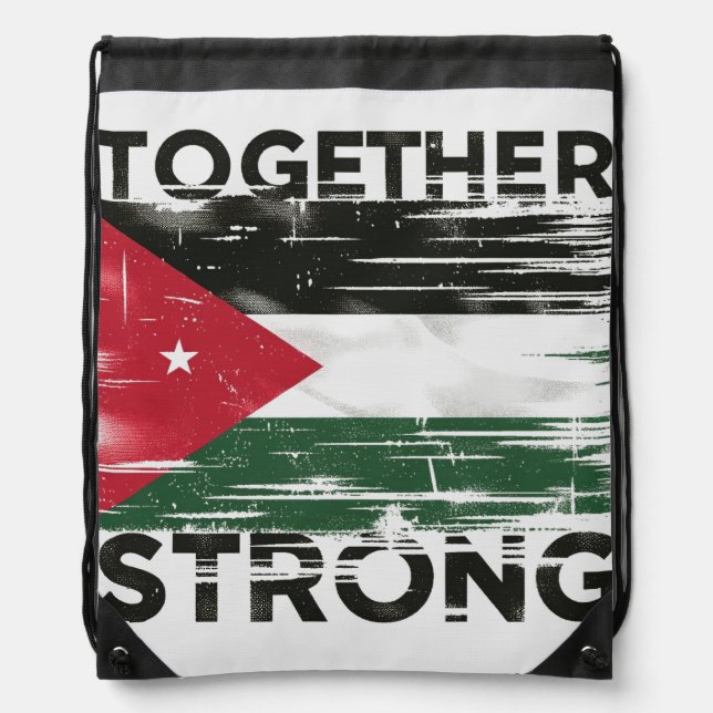 Together Strong Support Palestine Drawstring Bag (Front)