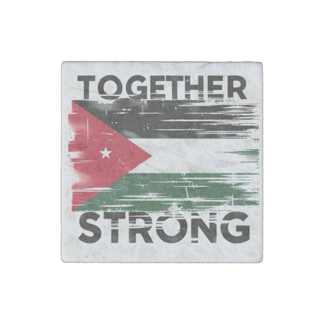 Together Strong Support Palestine Stone Magnet (Front)