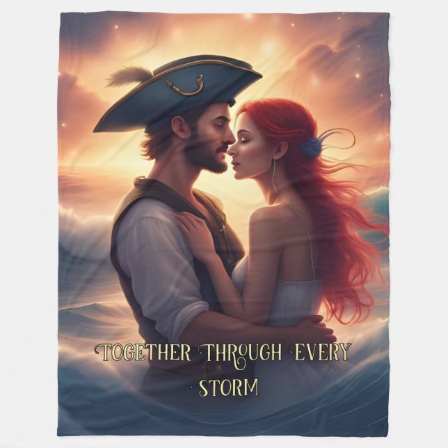 Together Through Every Storm Romantic Pirate Fleece Blanket (Front)