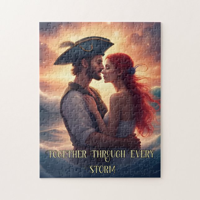 Together Through Every Storm Romantic Pirate Jigsaw Puzzle (Vertical)