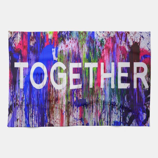 Together togetherness colorful love kitchen towel (Horizontal)