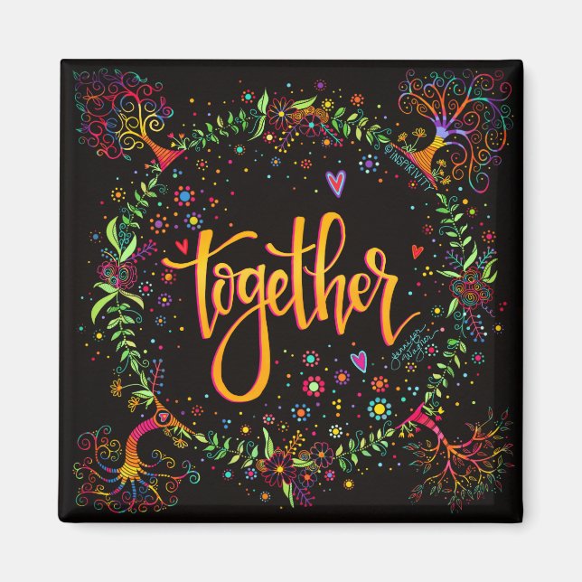 Together Trendy Unique Whimsical Colorful  Magnet (Front)
