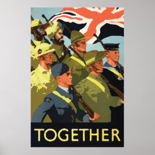 Together vintage world war 2 poster Great Britain
