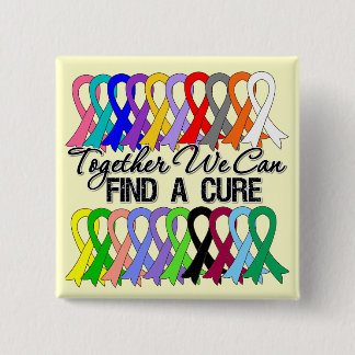 Together We Can Find a Cure Cancer Ribbons Pinback Button