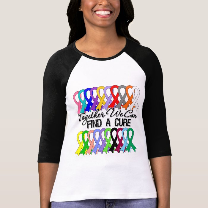 Together We Can Find a Cure Cancer Ribbons T-Shirt | Zazzle