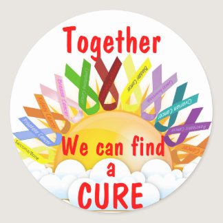 Together we can find a CURE Classic Round Sticker