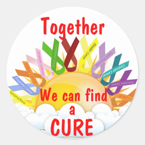 Together we can find a CURE Classic Round Sticker