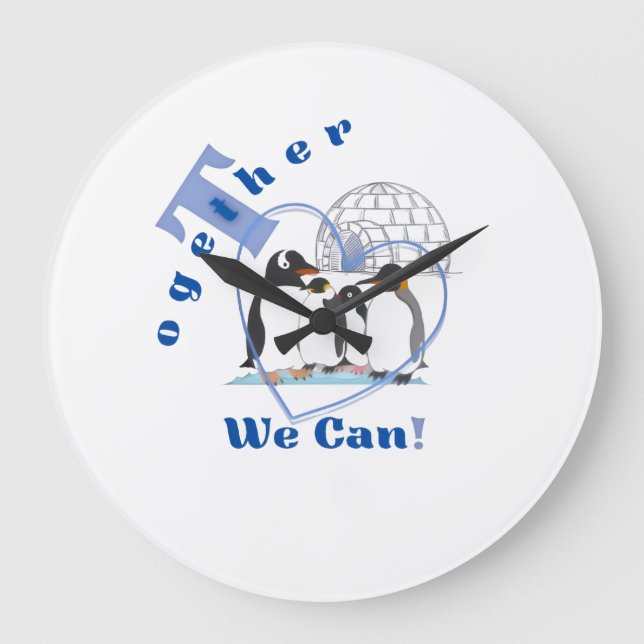 Together We Can | Motivational quote  Large Clock (Front)