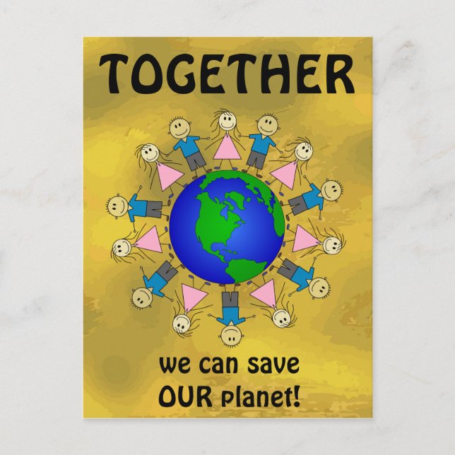 TOGETHER we can save OUR planet Cute Postcard (Front)