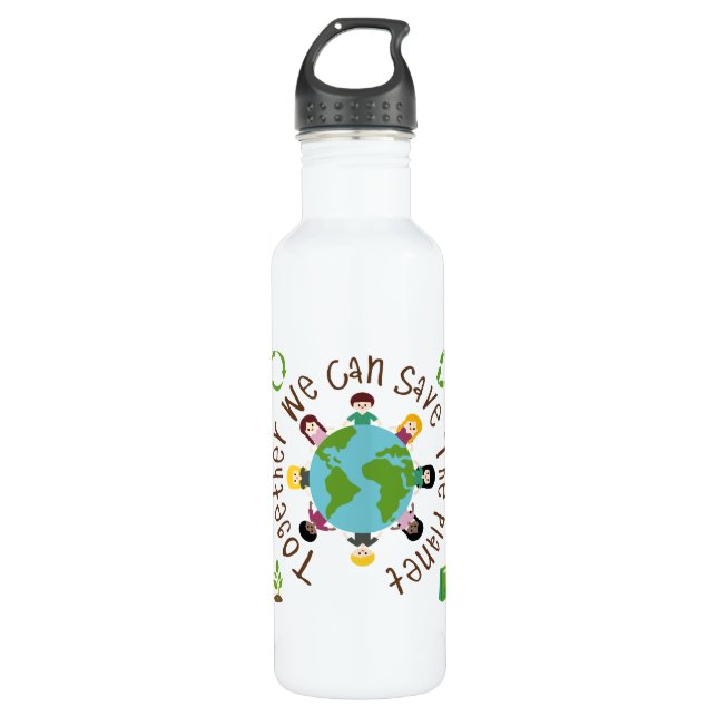 Together We Can Save the Planet Water Bottle (Front)