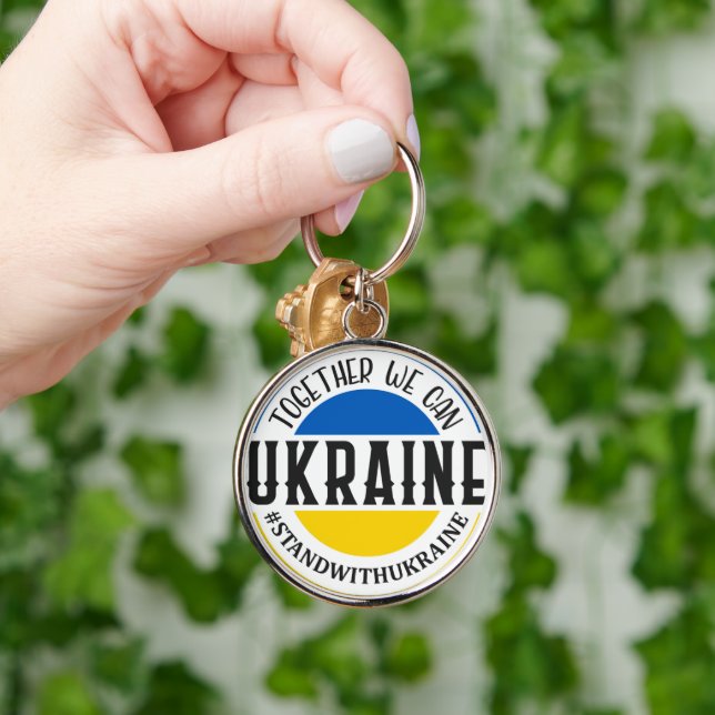 TOGETHER WE CAN STAND WITH UKRAINE BLUE YELLOW KEYCHAIN (Hand)