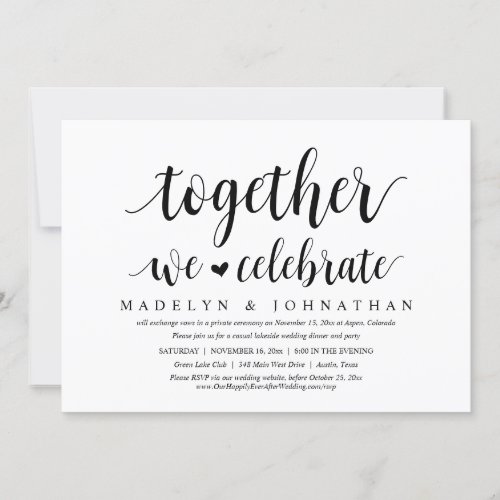 Together We Celebrate Wedding Elopement Party Invitation