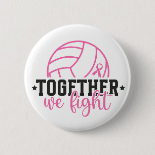 Together We Fight Breast Cancer Pink Ribbon Button
