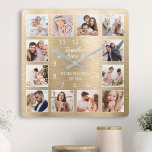 Together We Have It All Quote Family Photo Gold Square Wall Clock<br><div class="desc">Easily create your own personalized golden metallic style wall clock with your custom photos. The design also features a beautiful handwritten script quote: "Together we have it all". For best results,  crop the images to square - with the focus point in the center - before uploading.</div>