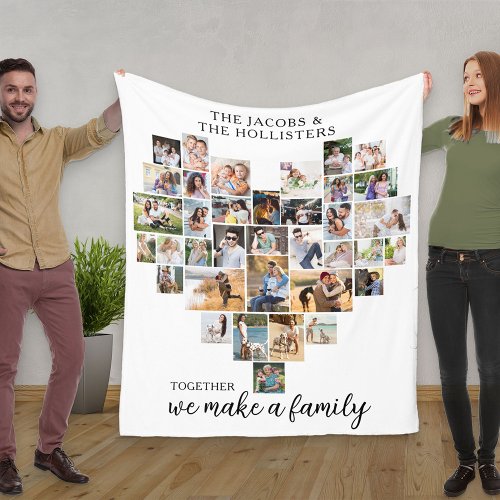 Together we make a Family 36 Photo Collage Heart Fleece Blanket