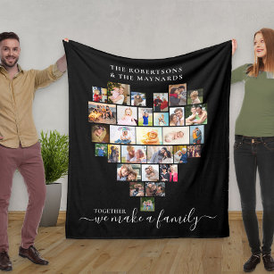 Together we make a Family Heart 29 Photo Collage Fleece Blanket