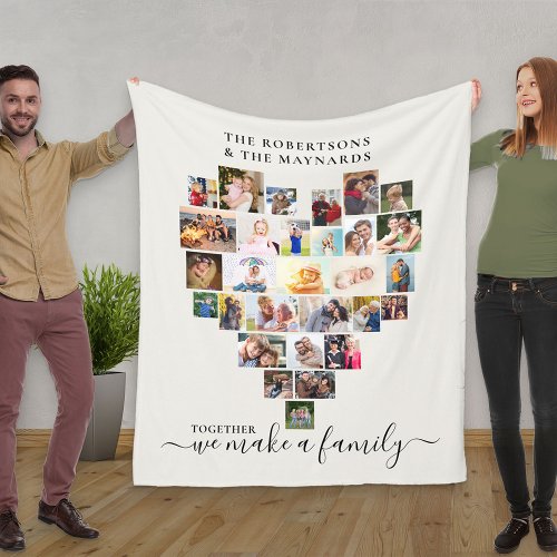 Together we make a Family Heart Photo Collage Fleece Blanket