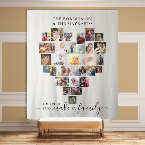 Together we Make a Family Heart Photo Collage Tapestry