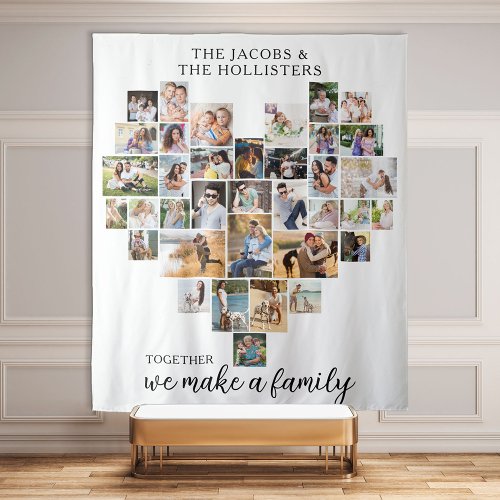 Together we make a Family Heart Photo Collage Tapestry