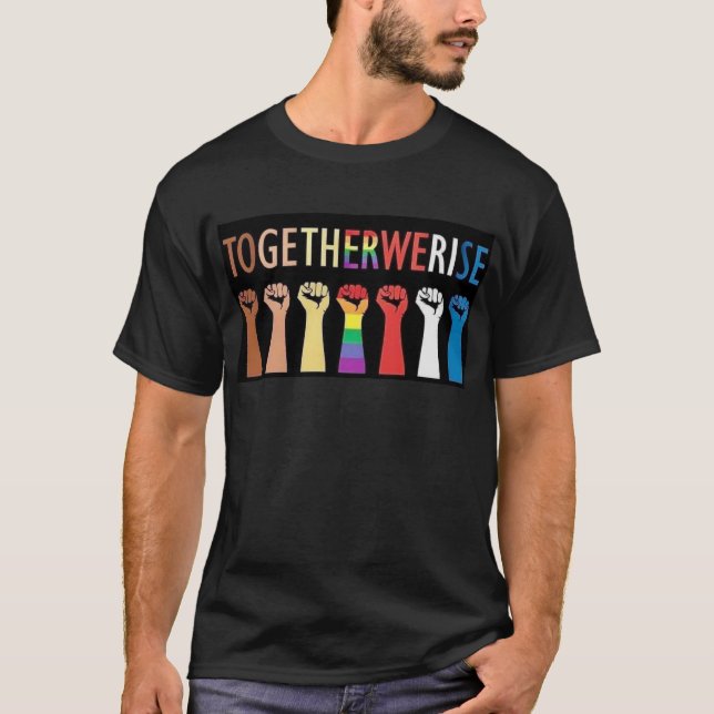 TOGETHER WE RISE MEN'S BLACK T-SHIRT (Front)