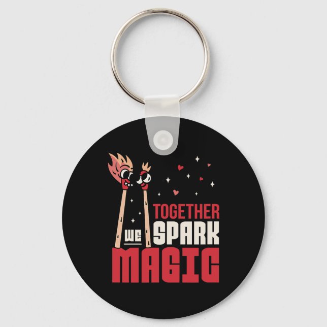 Together We Spark Magic Couple's Love  Keychain (Front)