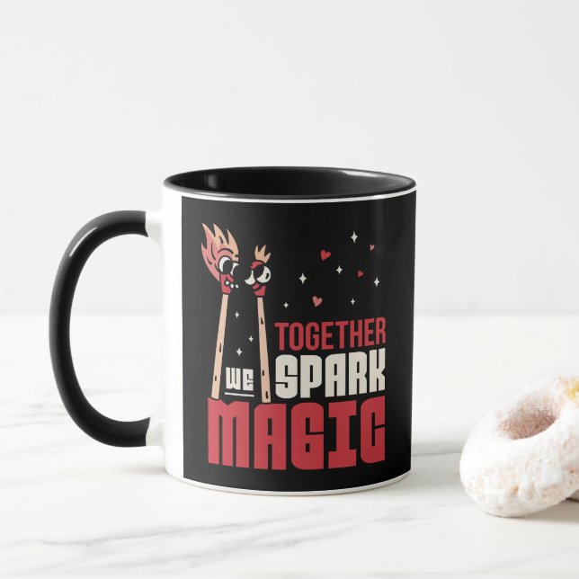 TOGETHER WE SPARK MAGIC MATCHES COUPLE MUG (With Donut)