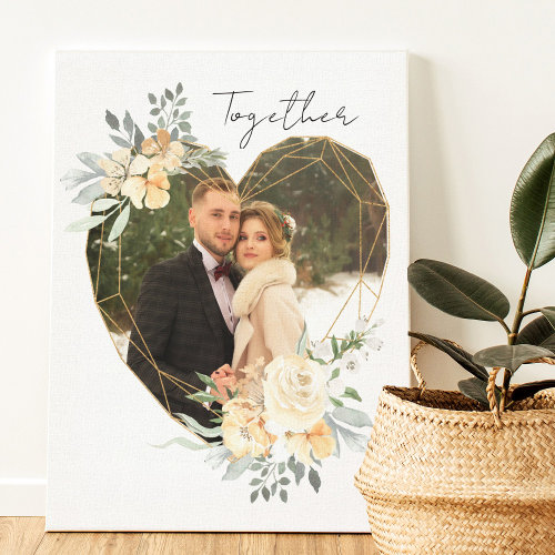 Together Wedding Photo in Geometric Floral Heart F