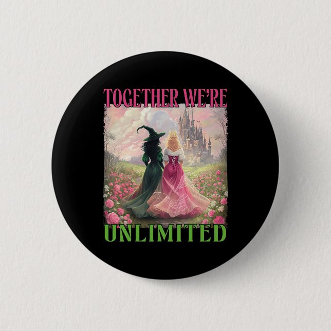 Together Witches Unlimited Pink Green Witch Hallow Button (Front)