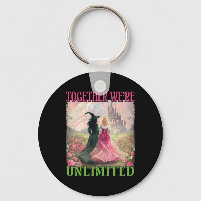 Together Witches Unlimited Pink Green Witch Hallow Keychain (Front)