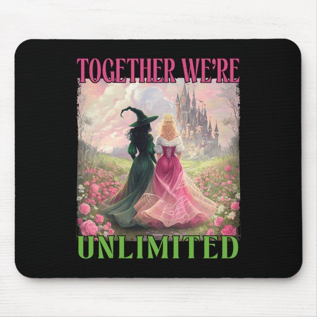Together Witches Unlimited Pink Green Witch Hallow Mouse Pad (Front)