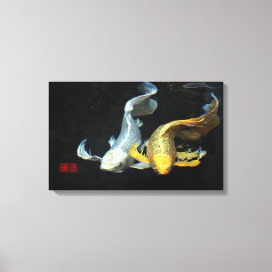 ©Togetherness in Love/Gold & Silver Koi Fish Canvas Print