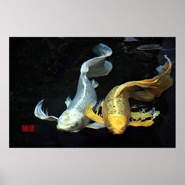 Togetherness in Love/Gold & Silver Koi Fish Poster (Front)