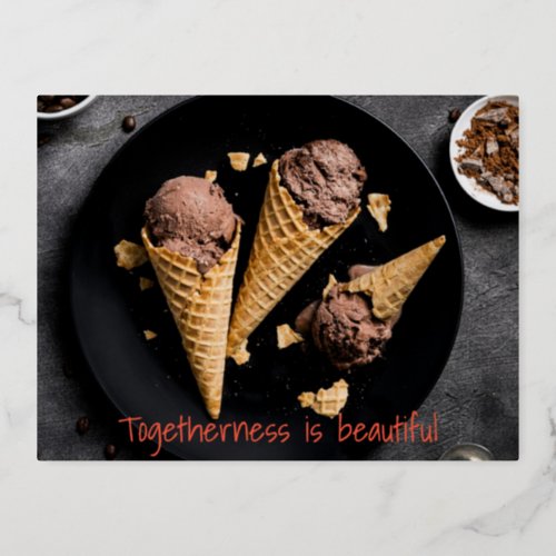 Togetherness is beautiful foil holiday postcard
