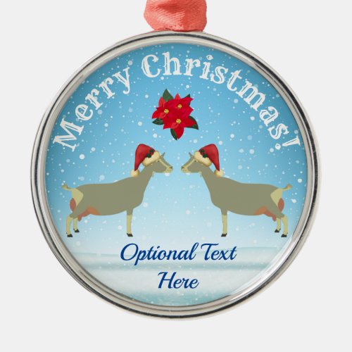 Toggenburg Dairy Goat Christmas in the snow Metal Ornament