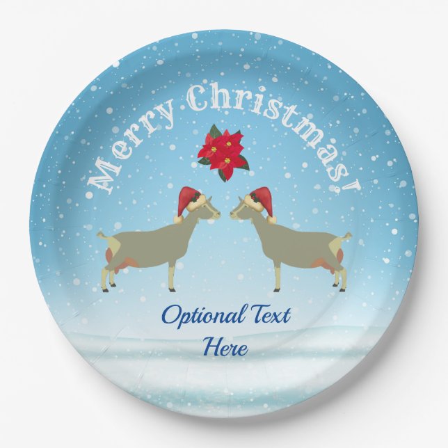 Toggenburg Dairy Goat Christmas in the snow Paper Plates (Front)