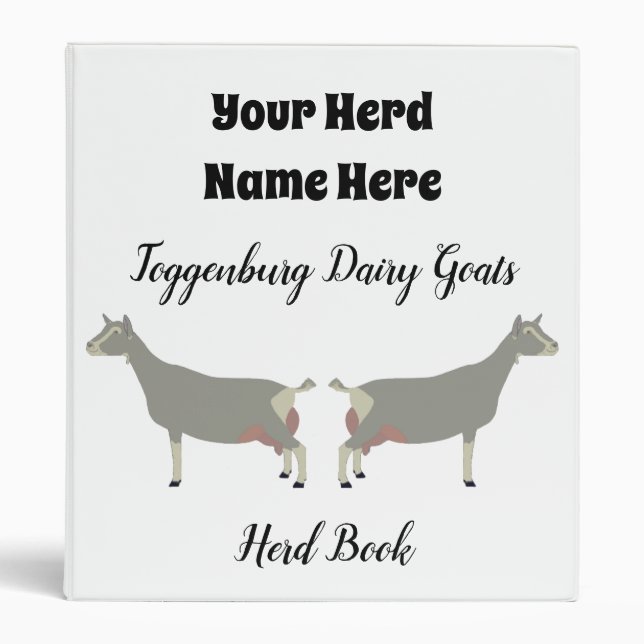Toggenburg Dairy Goats Herd Book 3 Ring Binder (Front)