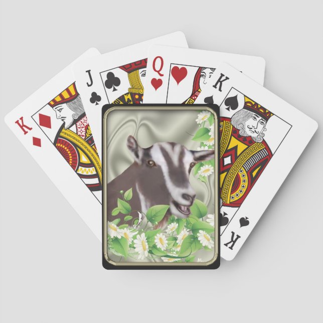 Toggenburg Dwarf Goat Daisies Playing Car Poker Cards (Back)